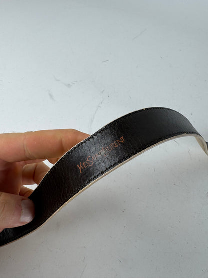 Vintage Yves Saint Laurent Leather Belt beige