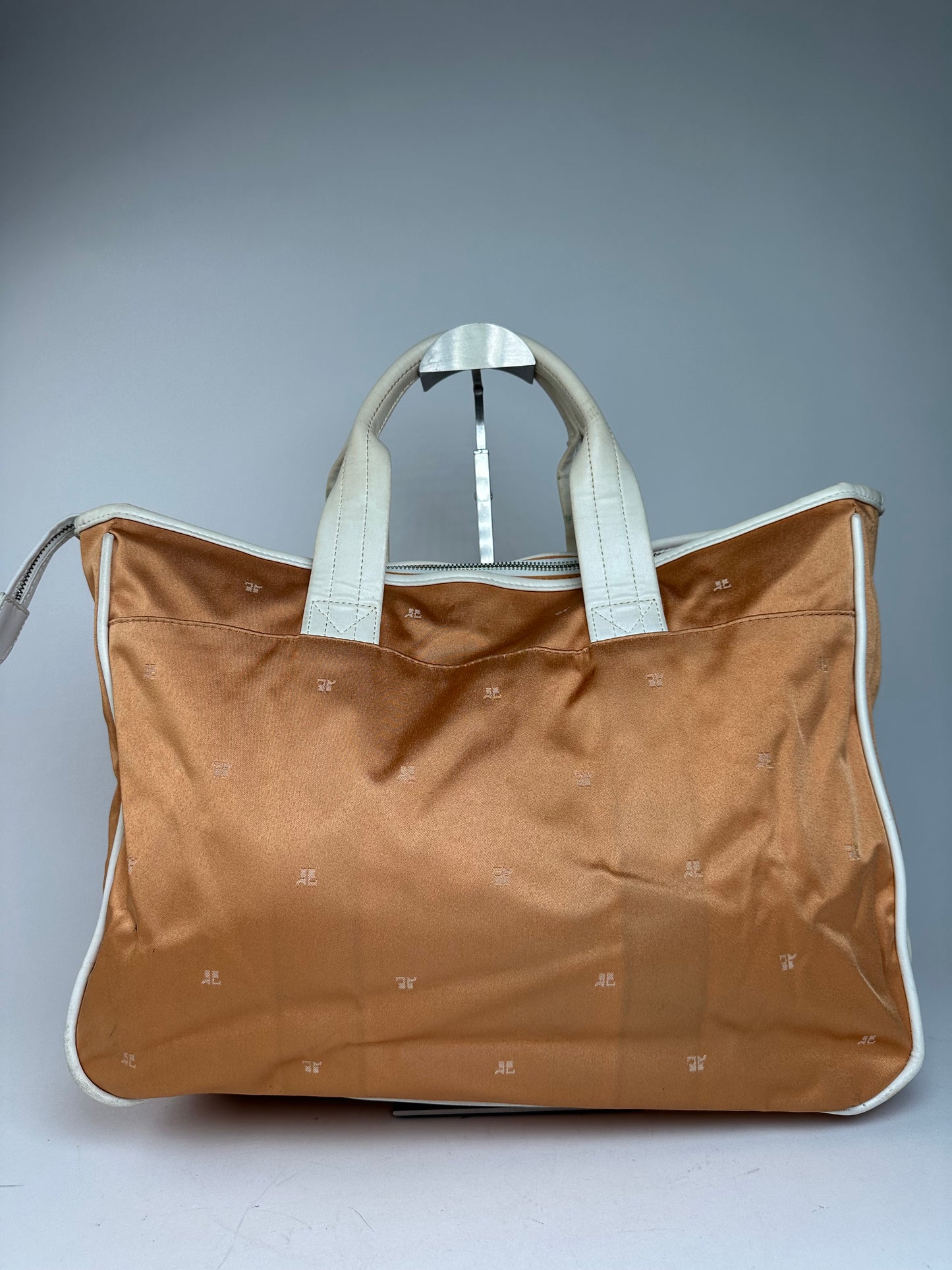 Vintage Courreges Monogram Duffel Bag Peach White