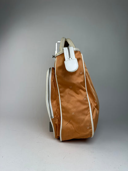 Vintage Courreges Monogram Duffel Bag Peach White