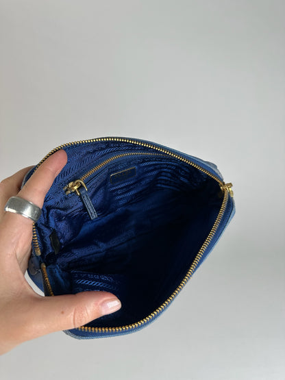 Vintage Prada Denim Bag/Clutch navy