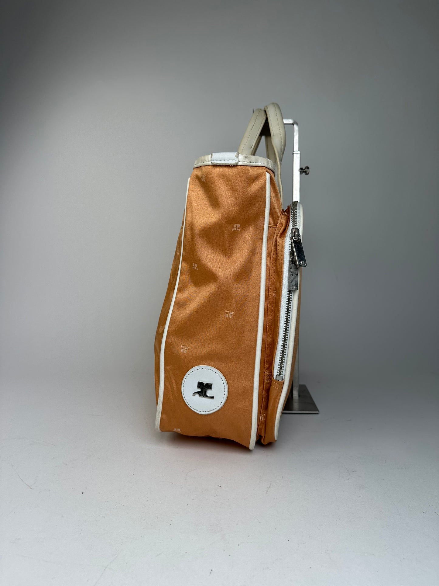 Vintage Courreges Monogram Duffel Bag Peach White