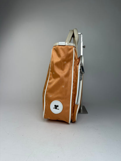 Vintage Courreges Monogram Duffel Bag Peach White