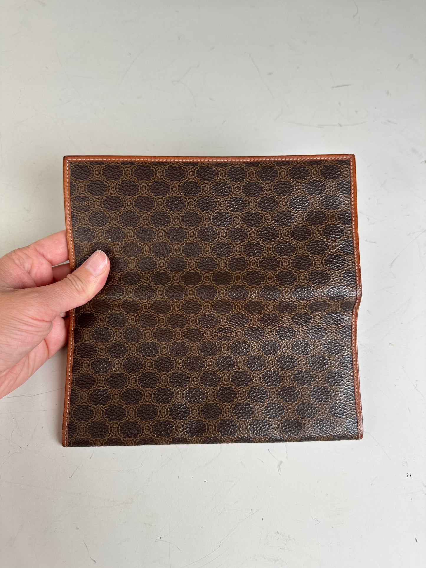 Vintage Celine Monogram Canvas Wallet Brown Gold
