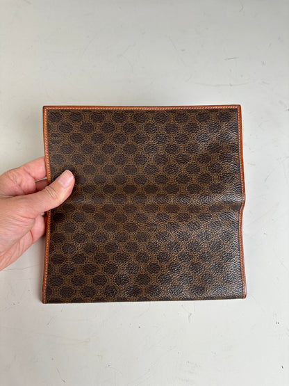 Vintage Celine Monogram Canvas Wallet Brown Gold