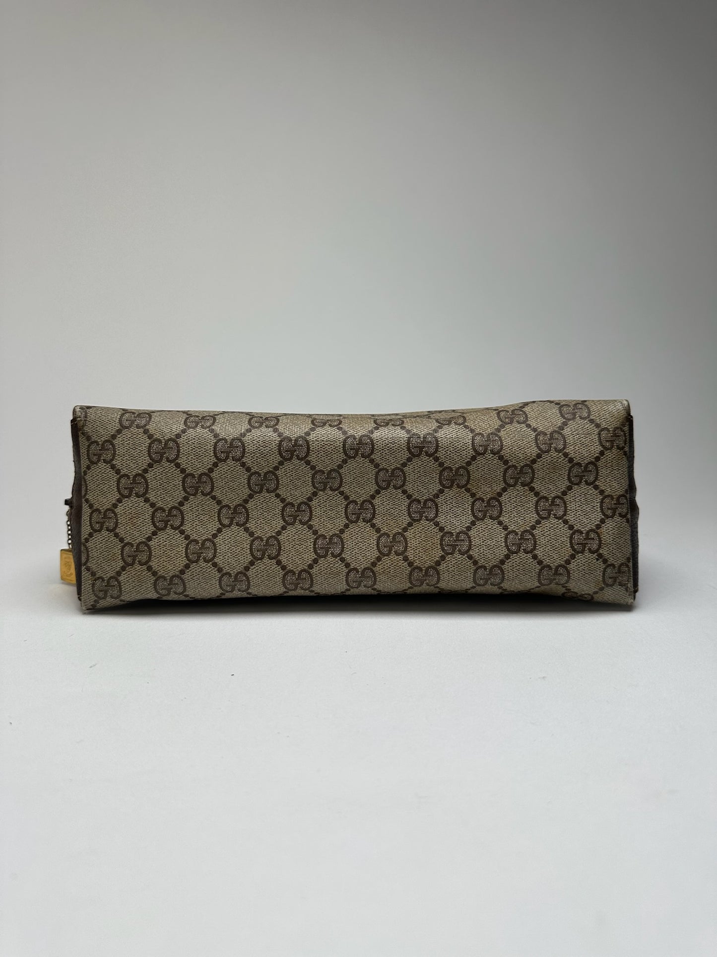 Pochette vintage en cuir monogramme Gucci marron beige