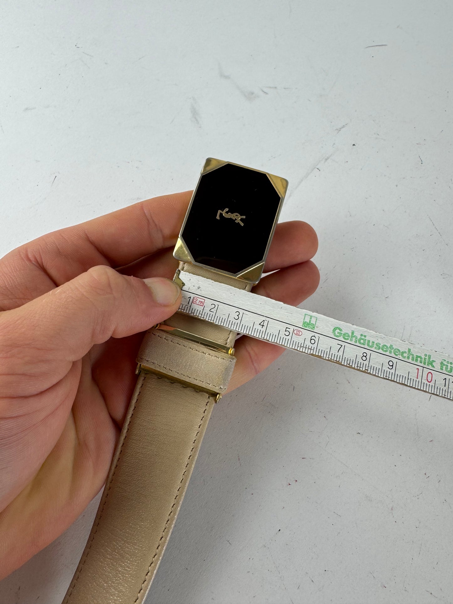 Vintage Yves Saint Laurent Leather Belt beige