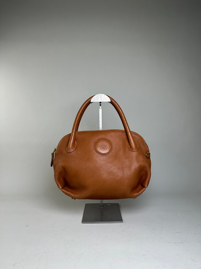 Vintage Givenchy Pebbled Leather Shoulder Bag Brown Gold