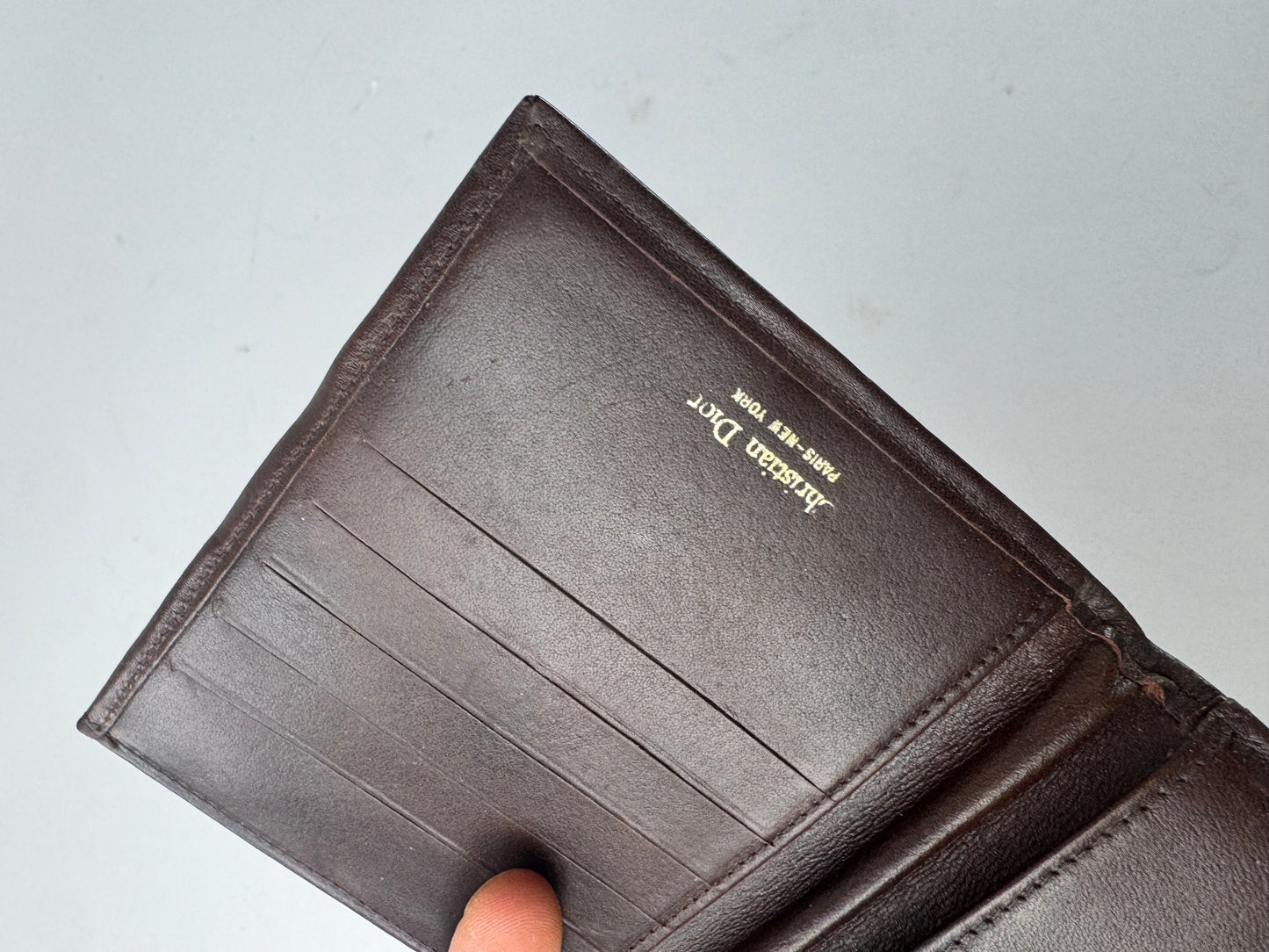 Vintage Dior Oblique Monogram Leather Wallet Brown