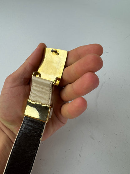 Vintage Yves Saint Laurent Leather Belt beige