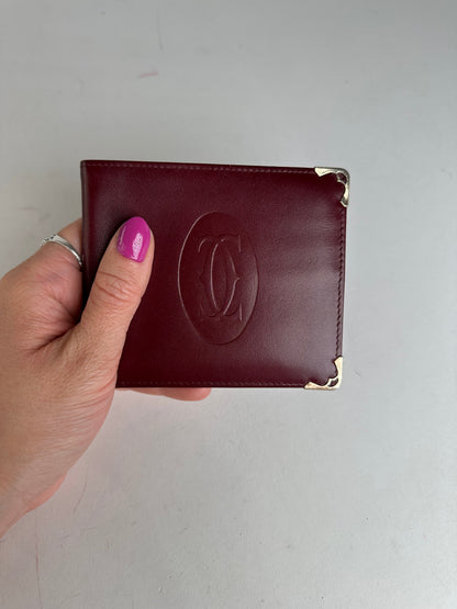 Vintage Cartier Must de Cartier Bifold Leather Card Holder Bordeaux