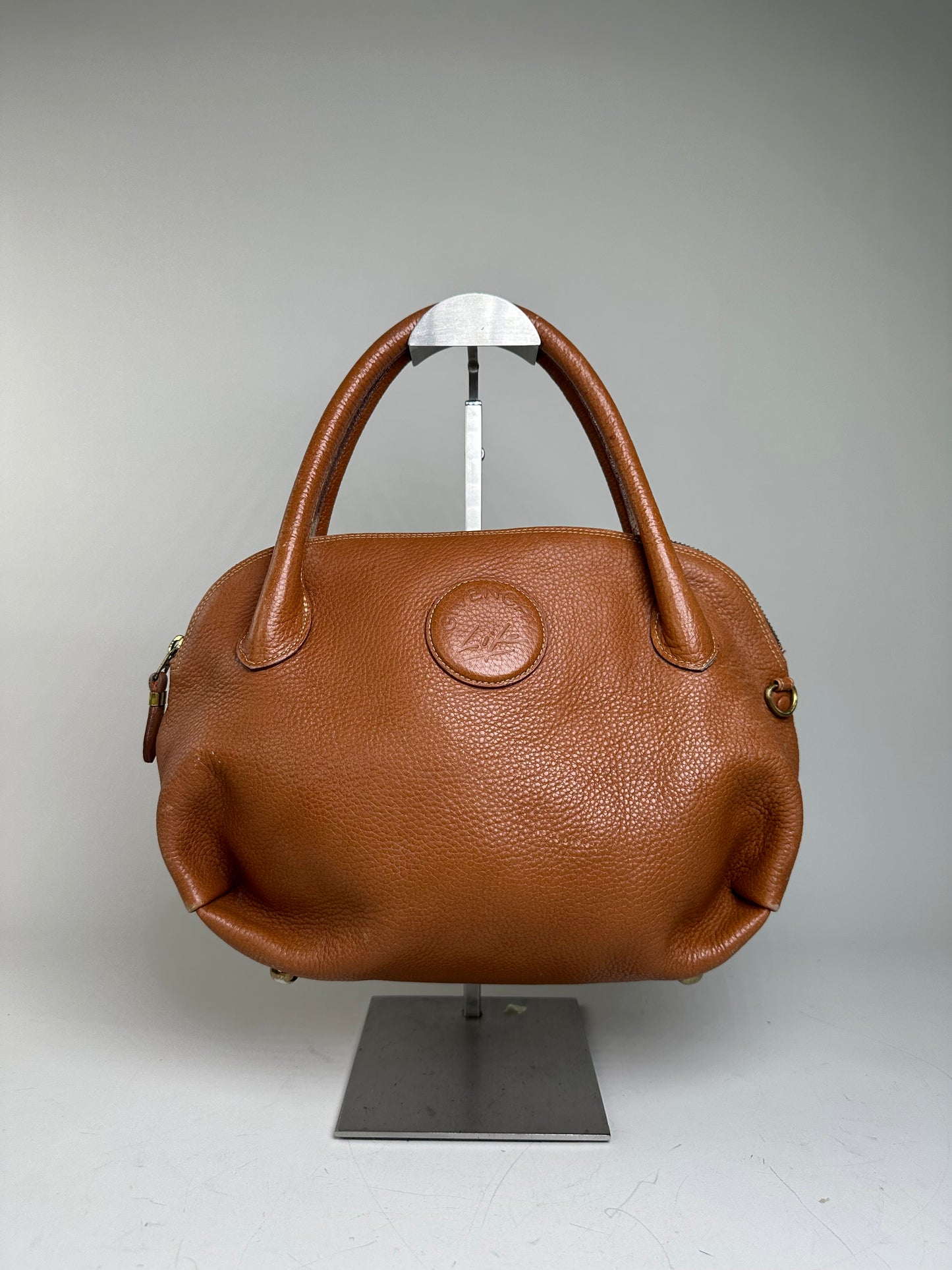 Vintage Givenchy Pebbled Leather Shoulder Bag Brown Gold