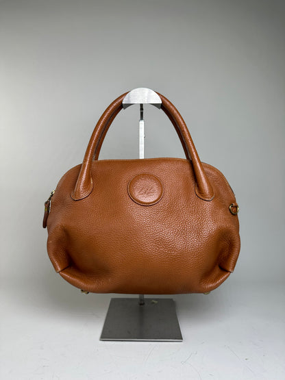 Vintage Givenchy Pebbled Leather Shoulder Bag Brown Gold