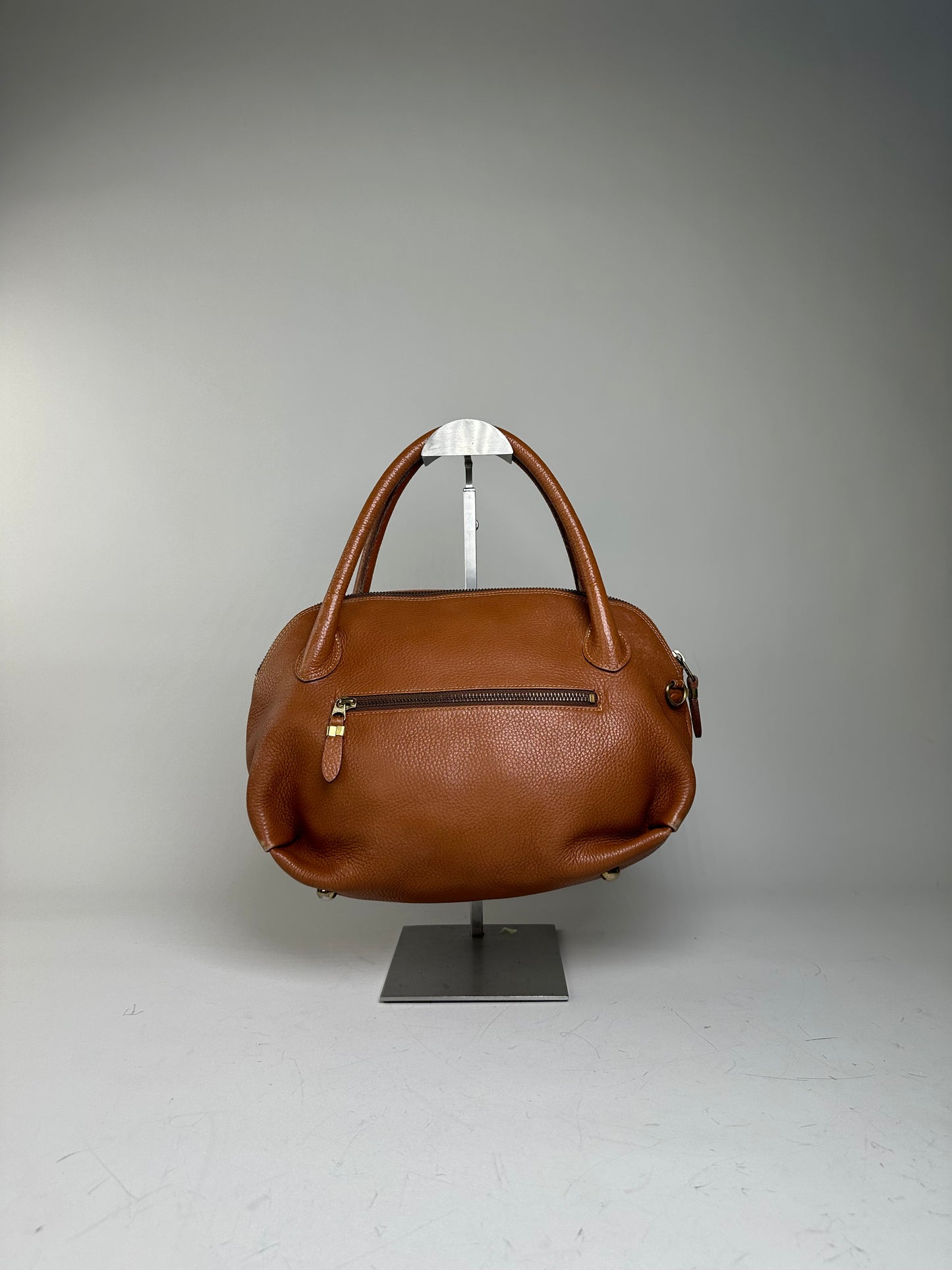 Vintage Givenchy Pebbled Leather Shoulder Bag Brown Gold