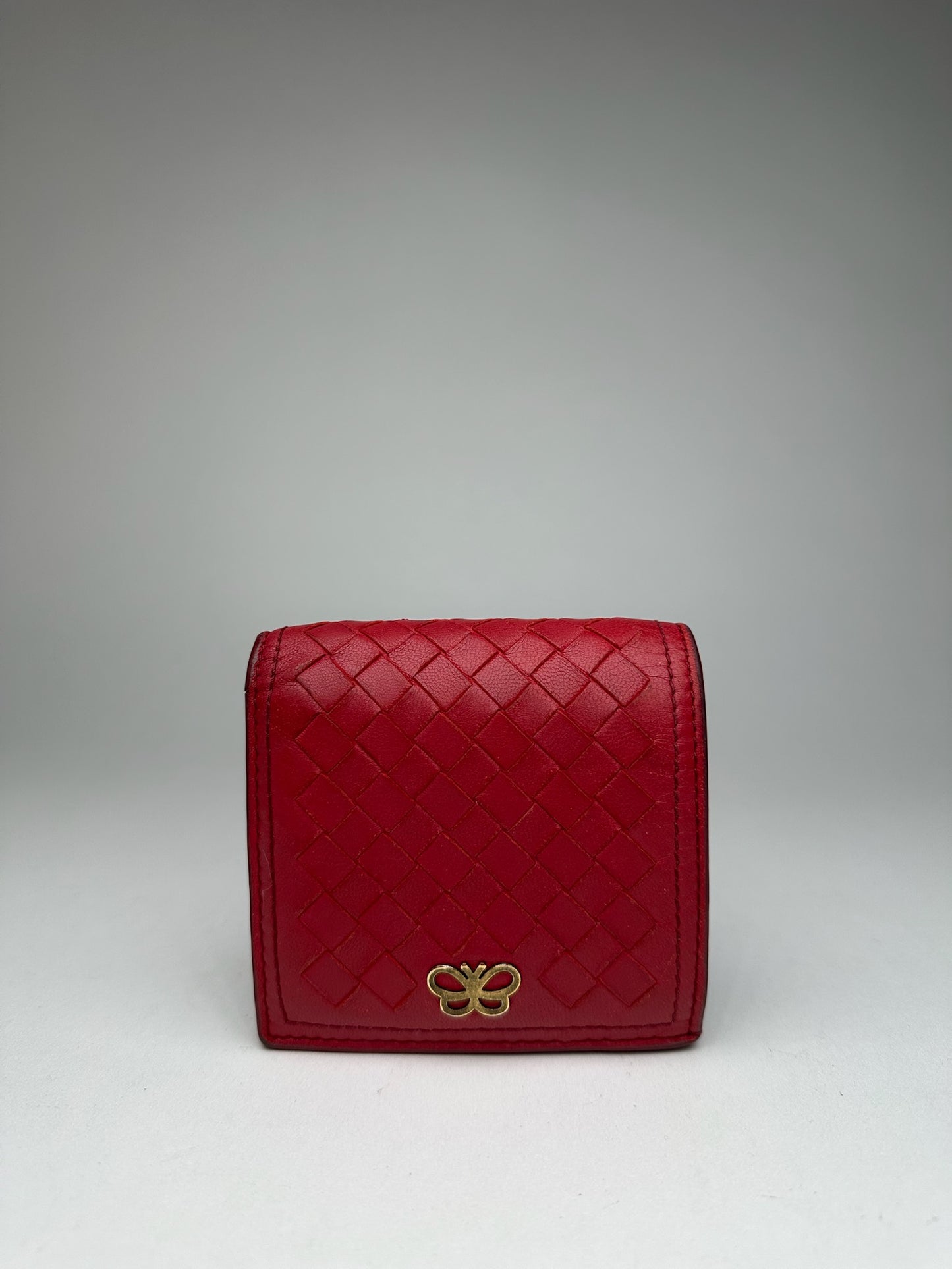 Vintage Bottega Veneta Leather Wallet Red