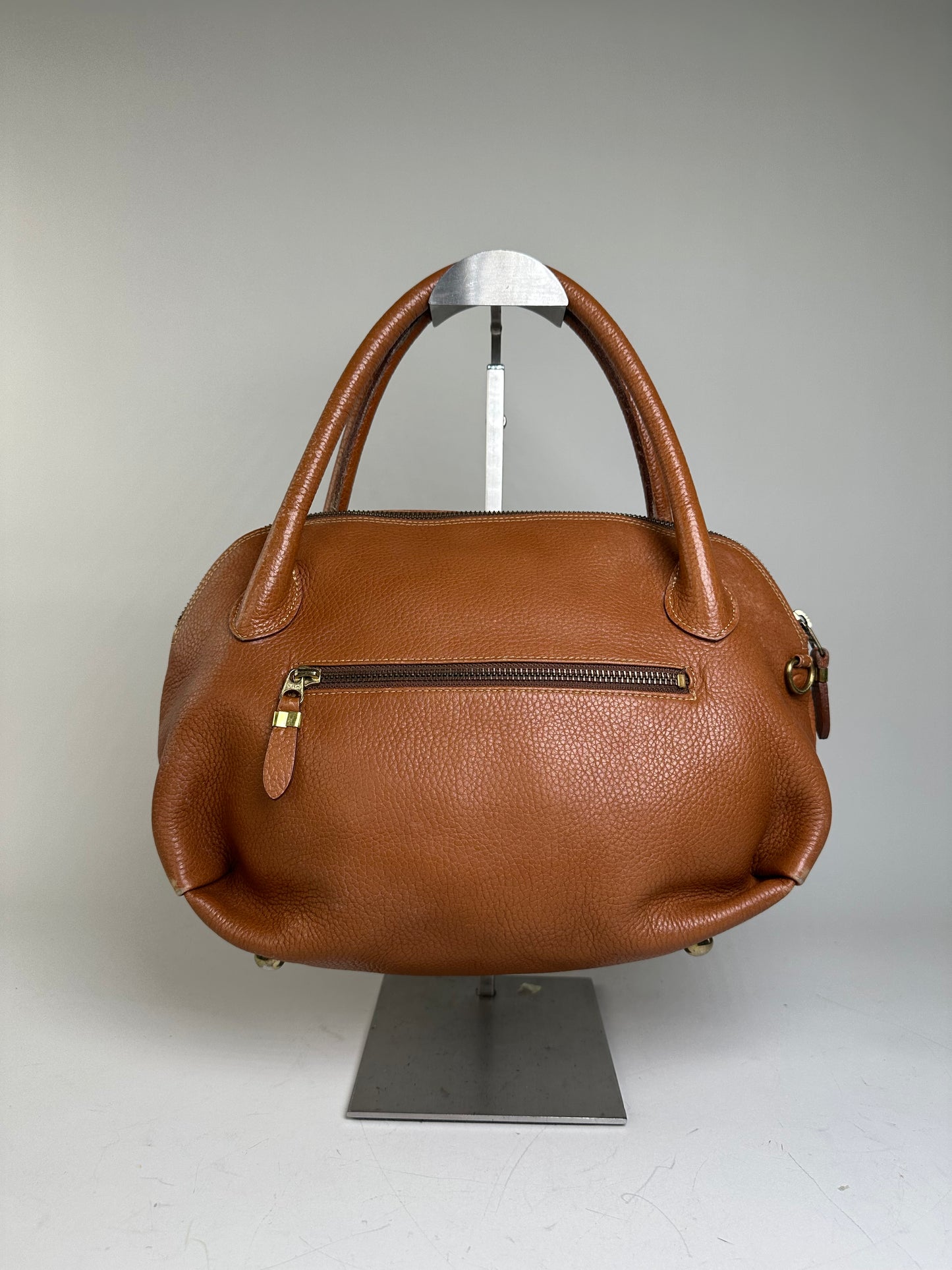 Vintage Givenchy Pebbled Leather Shoulder Bag Brown Gold
