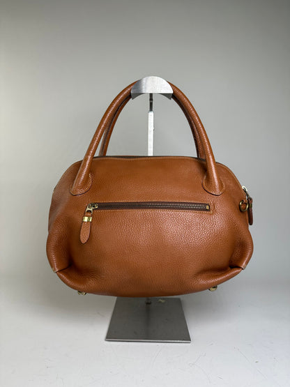 Vintage Givenchy Pebbled Leather Shoulder Bag Brown Gold