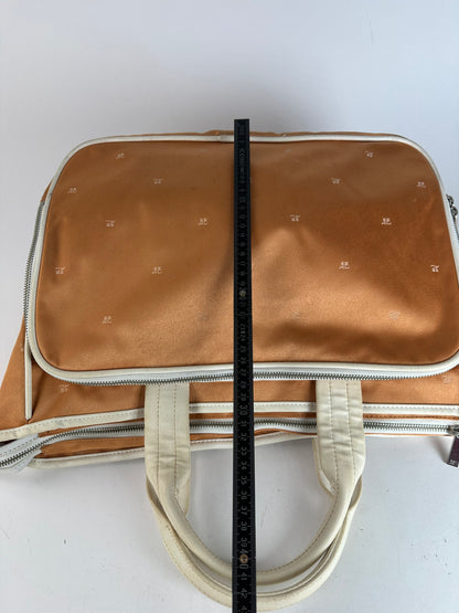 Vintage Courreges Monogram Duffel Bag Peach White