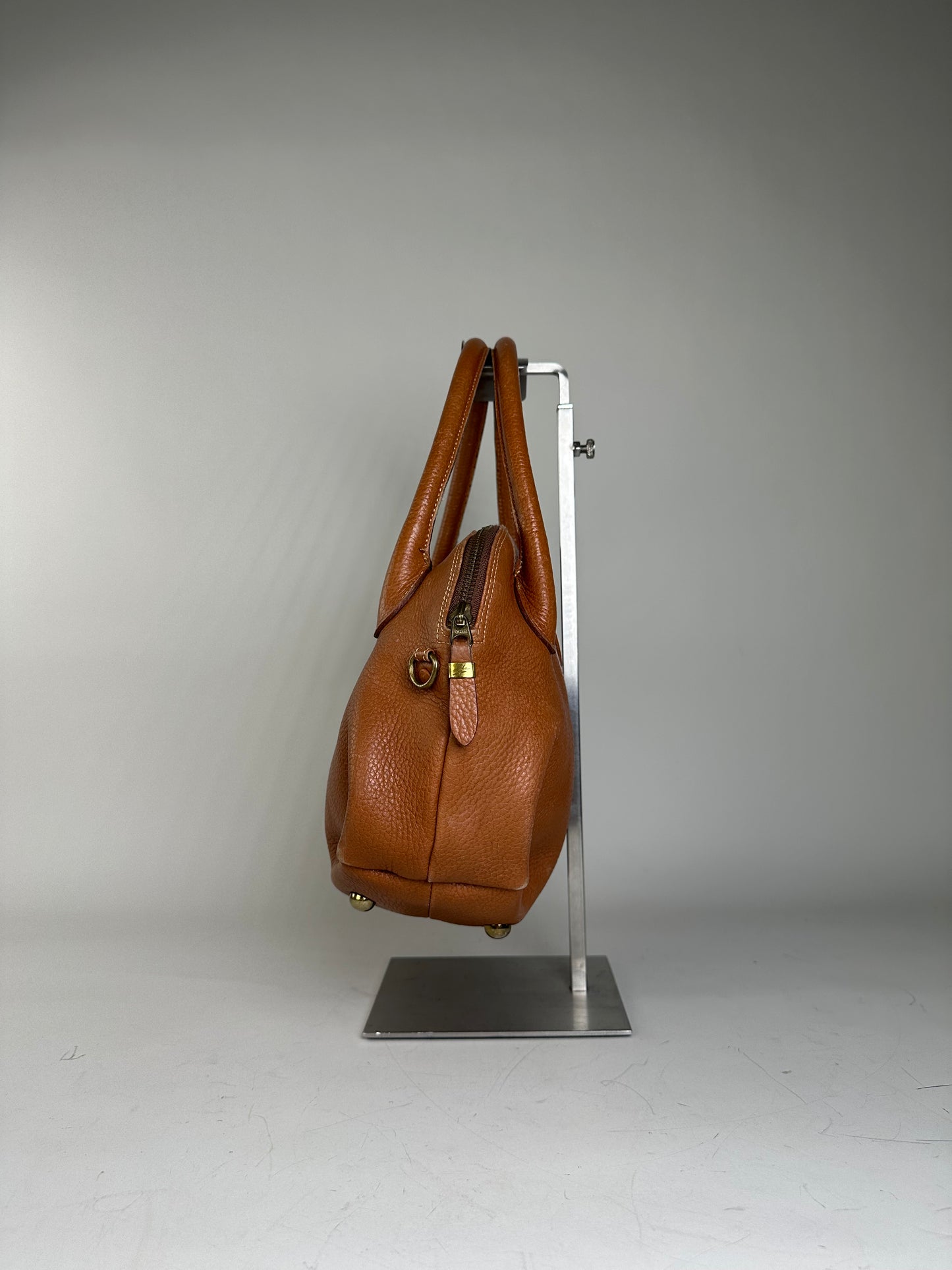 Vintage Givenchy Pebbled Leather Shoulder Bag Brown Gold