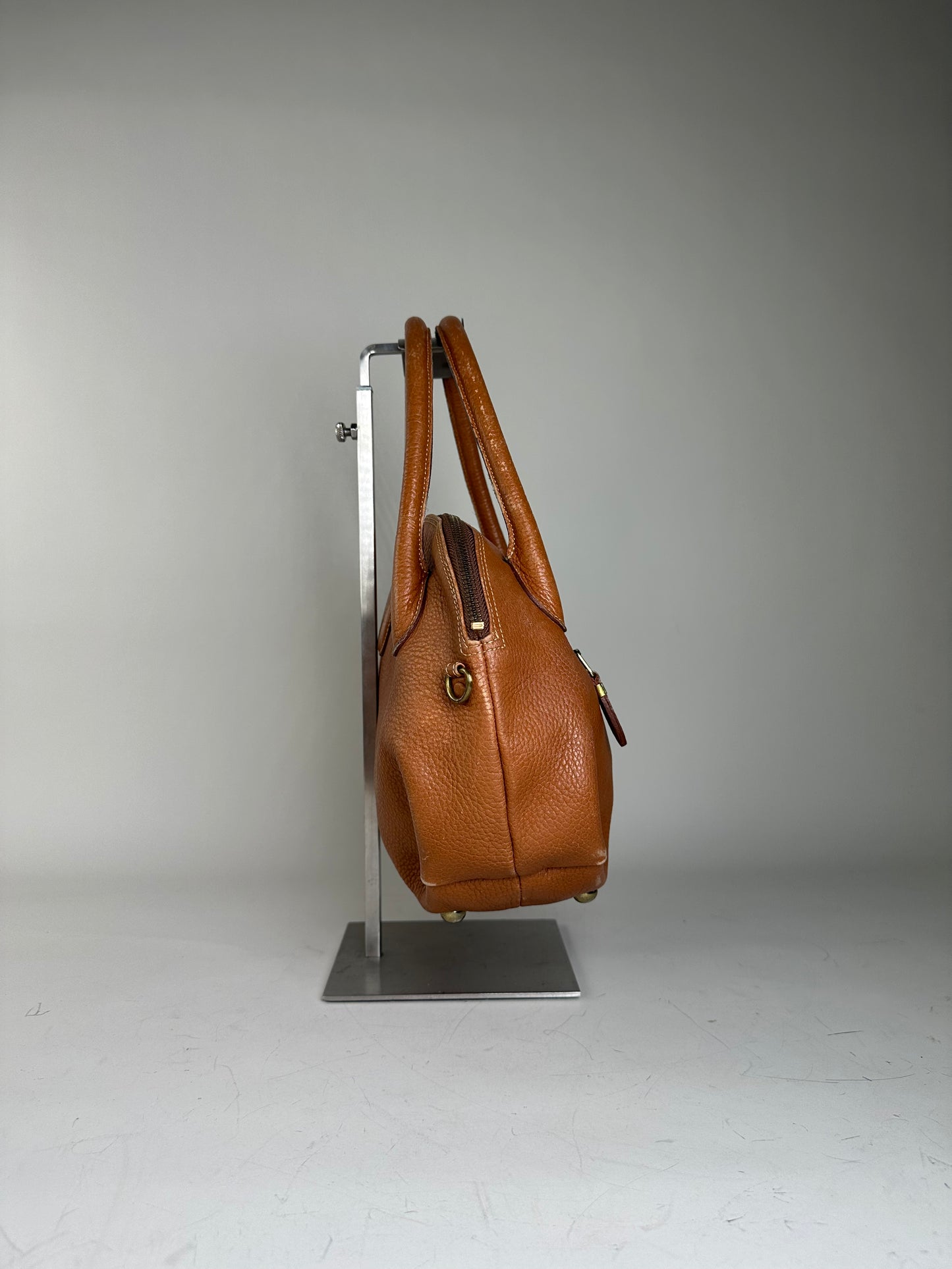 Vintage Givenchy Pebbled Leather Shoulder Bag Brown Gold