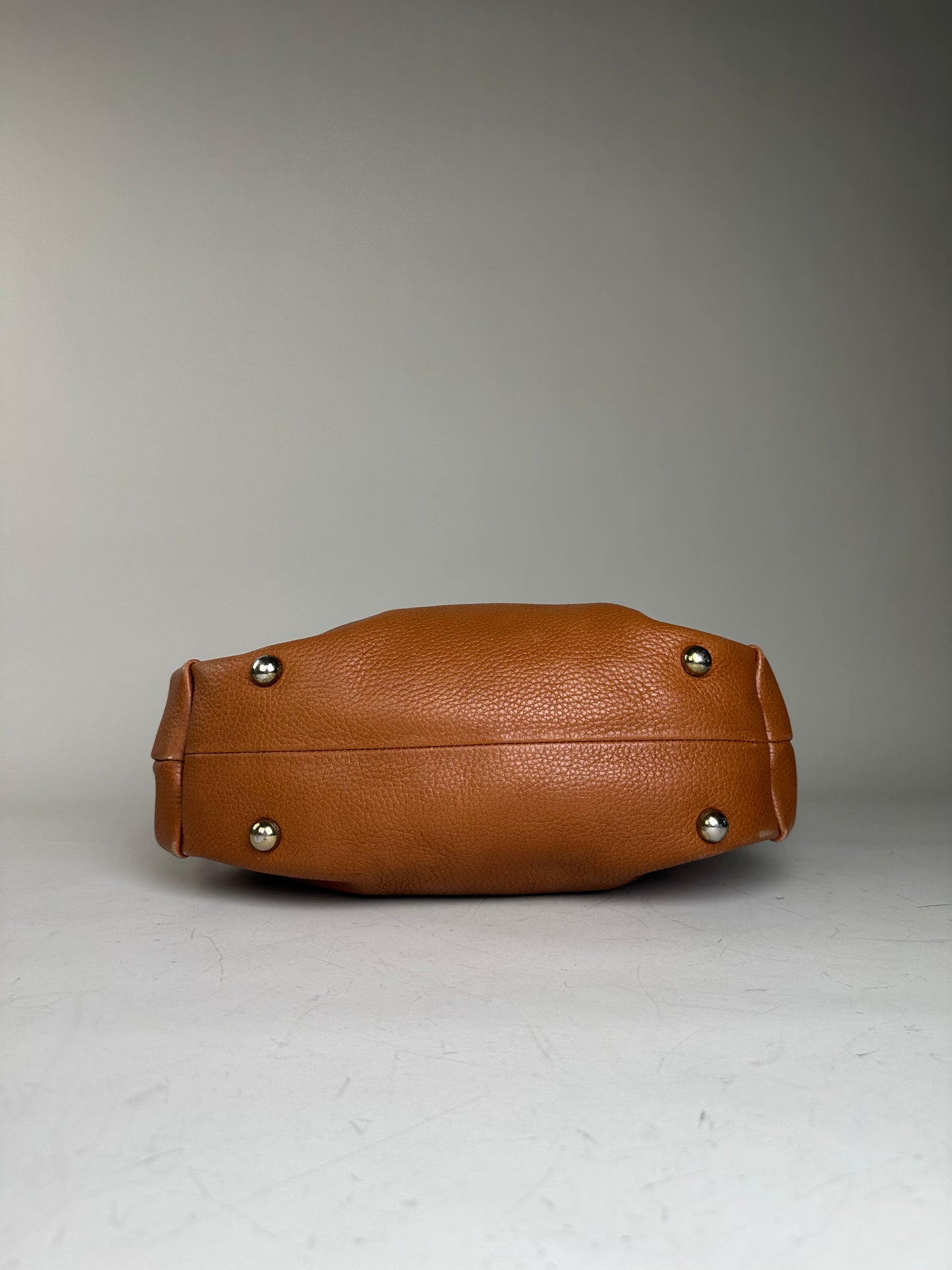 Vintage Givenchy Pebbled Leather Shoulder Bag Brown Gold