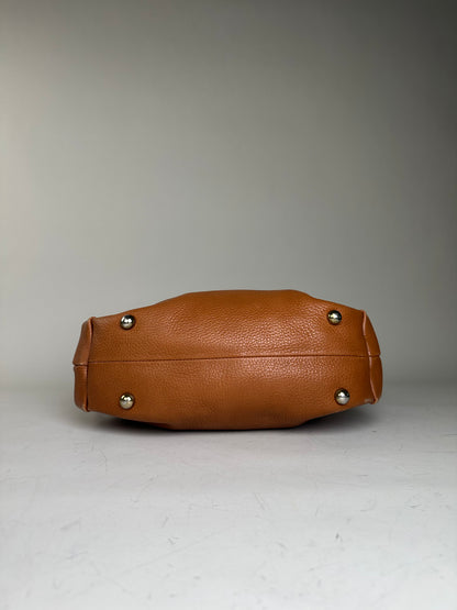 Vintage Givenchy Pebbled Leather Shoulder Bag Brown Gold