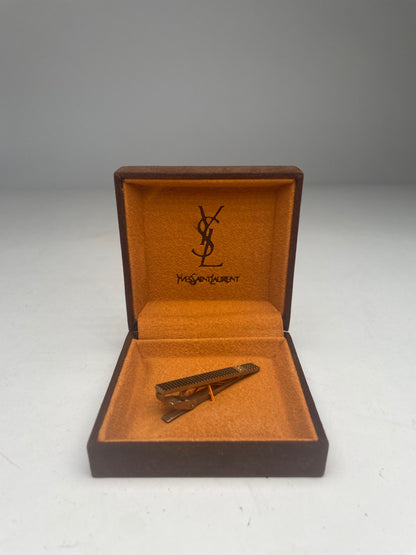 Vintage Yves Saint Laurent Tie / Money Clamp Golden Steel