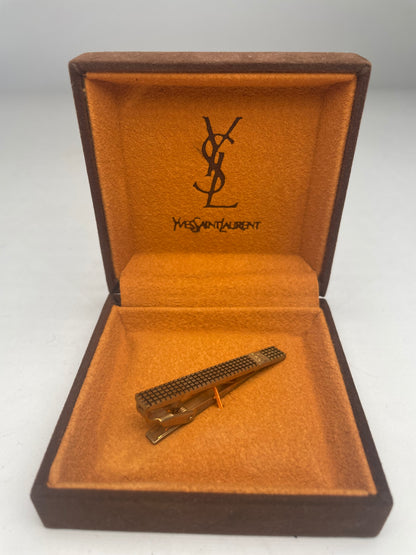 Vintage Yves Saint Laurent Tie / Money Clamp Golden Steel