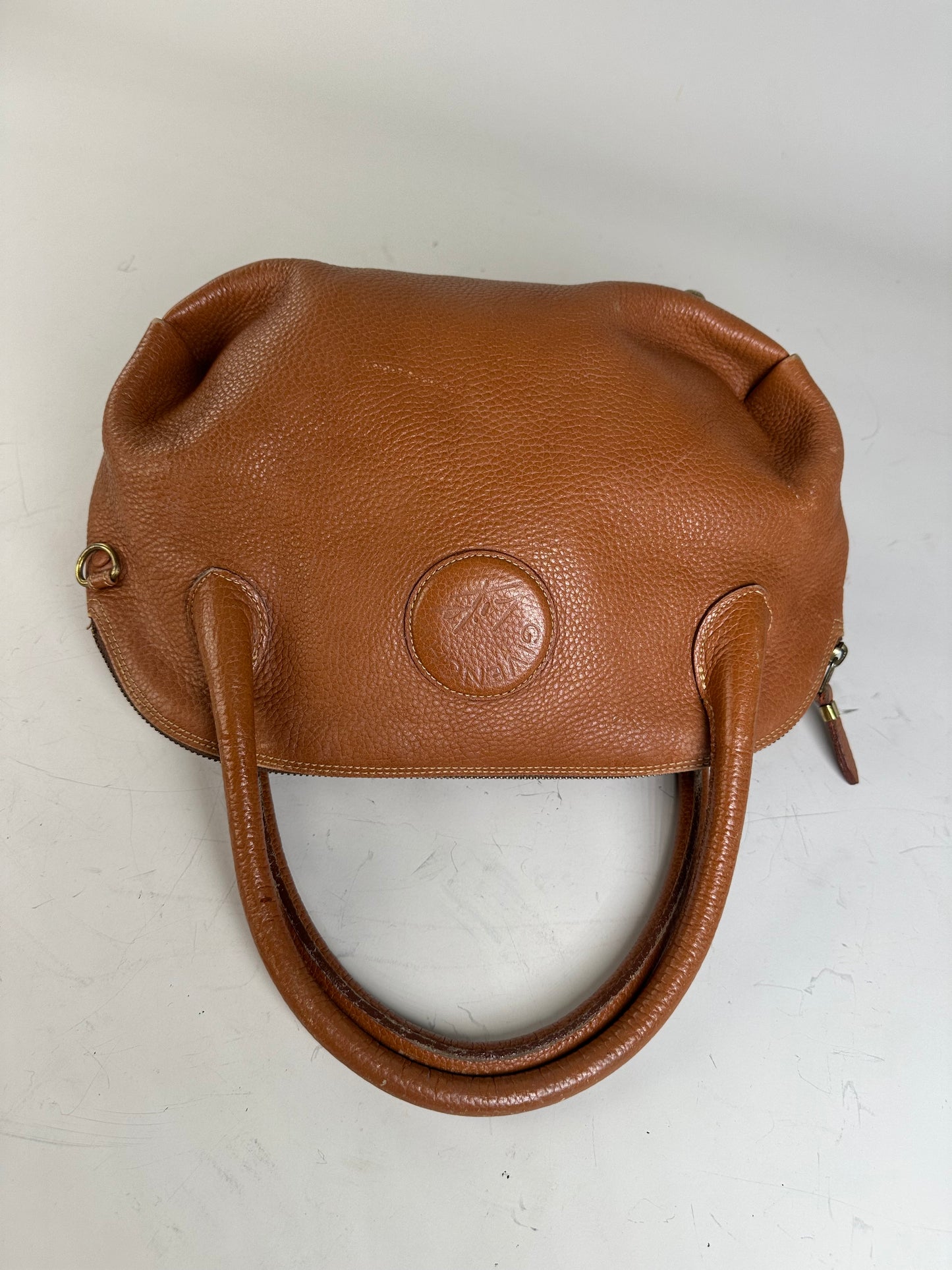 Vintage Givenchy Pebbled Leather Shoulder Bag Brown Gold