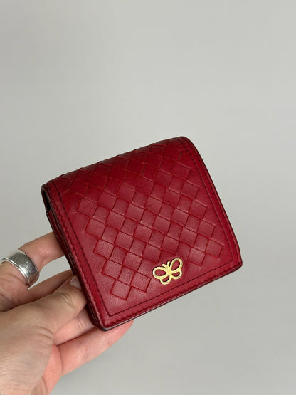 Vintage Bottega Veneta Leather Wallet Red