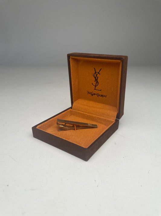 Vintage Yves Saint Laurent Tie / Money Clamp Golden Steel