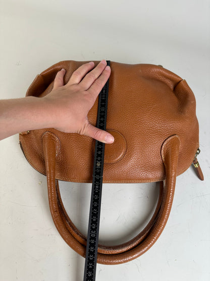 Vintage Givenchy Pebbled Leather Shoulder Bag Brown Gold