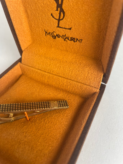 Vintage Yves Saint Laurent Tie / Money Clamp Golden Steel