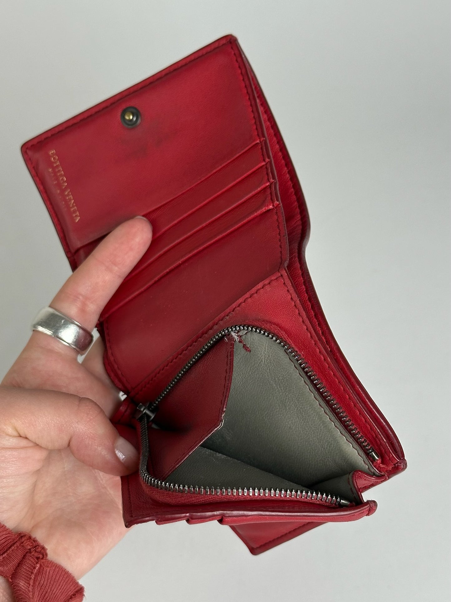 Vintage Bottega Veneta Leather Wallet Red