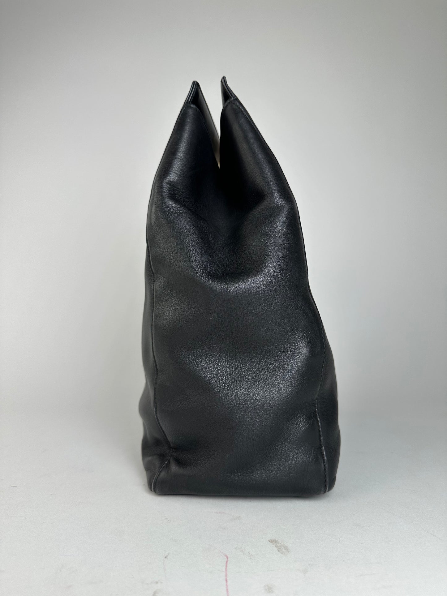 Vintage Salvatore Ferragamo Leather Frame Top Handle Handbag Black