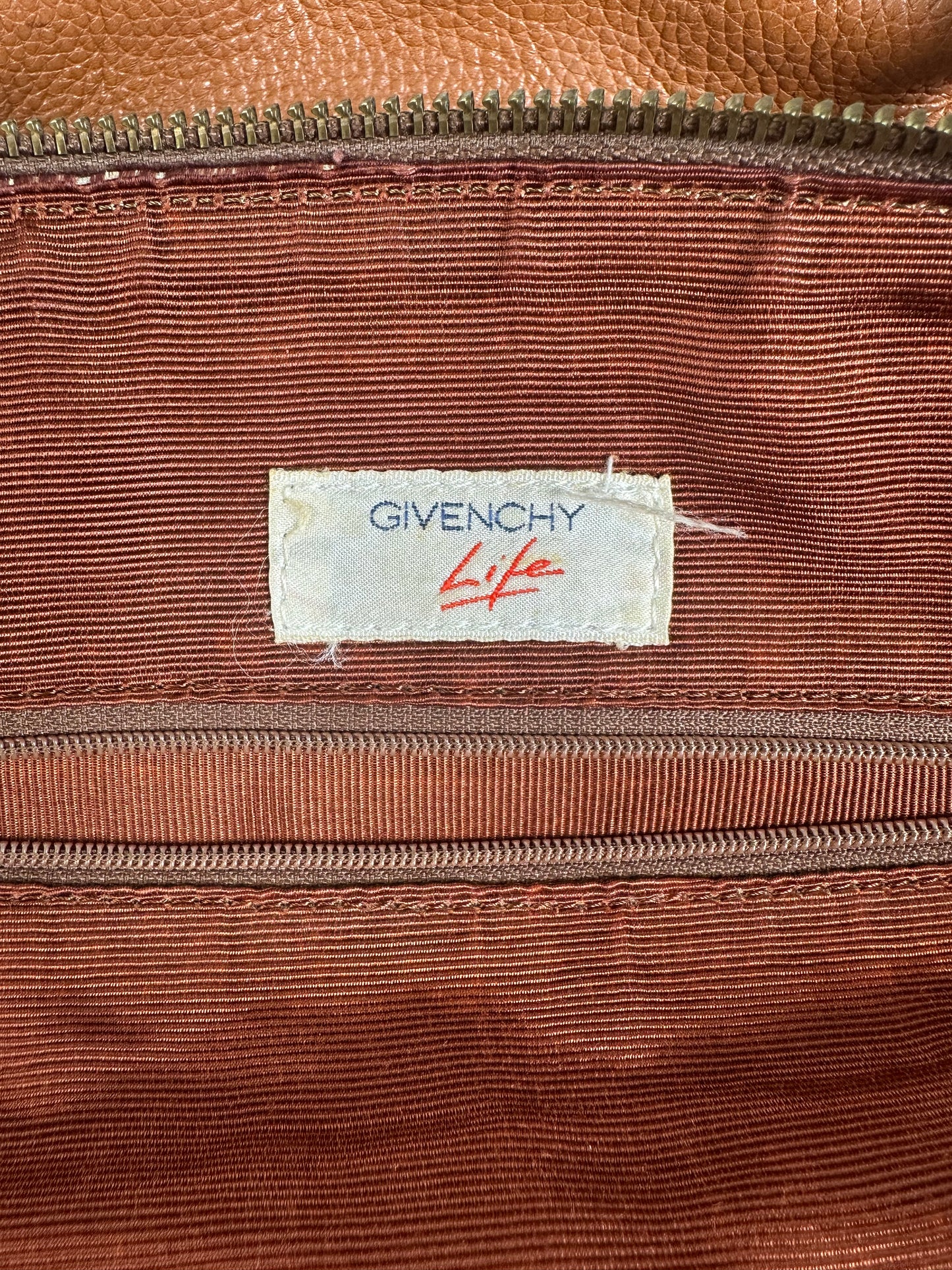 Vintage Givenchy Pebbled Leather Shoulder Bag Brown Gold