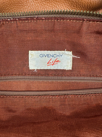 Vintage Givenchy Pebbled Leather Shoulder Bag Brown Gold