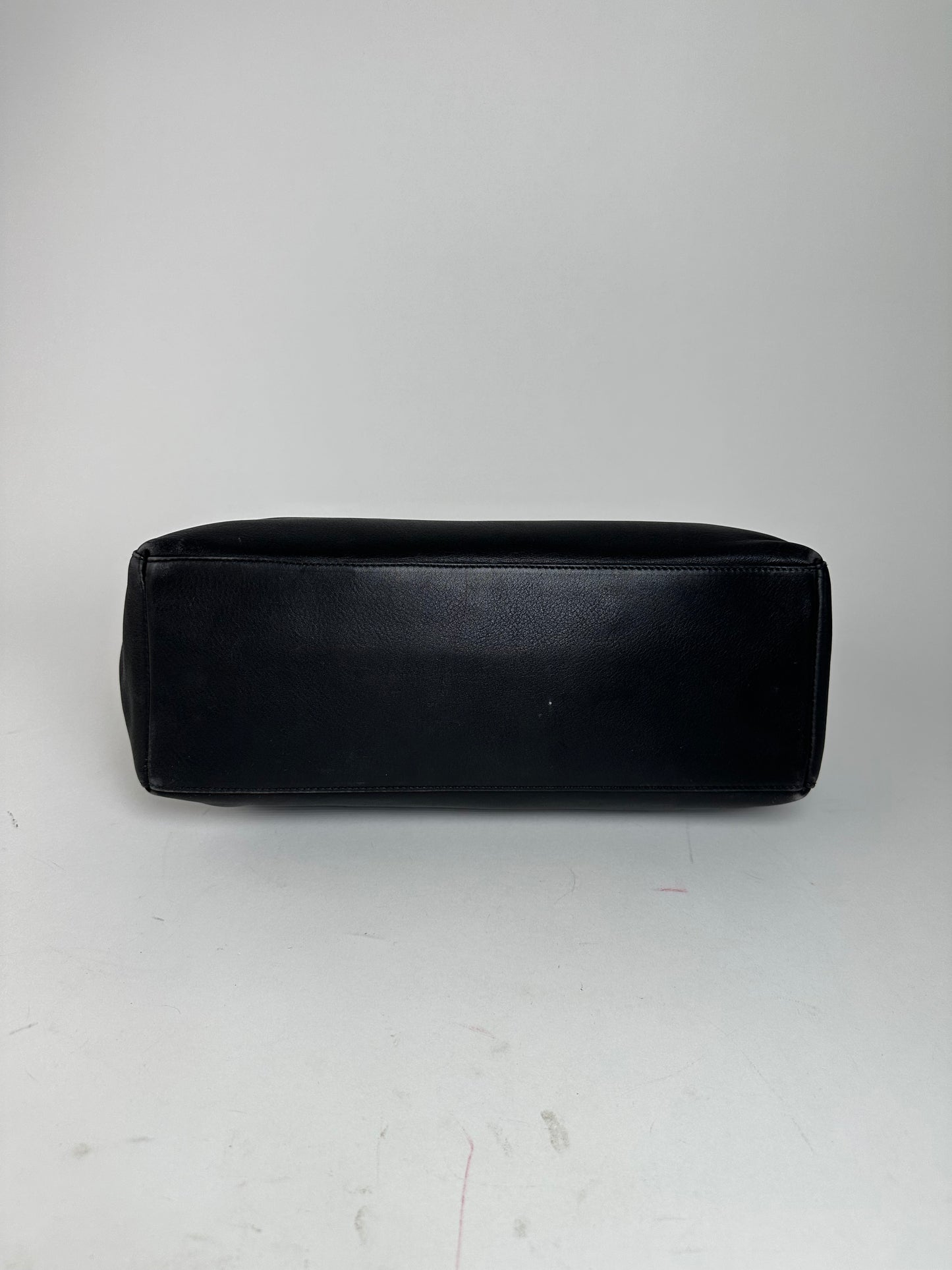 Vintage Salvatore Ferragamo Leather Frame Top Handle Handbag Black