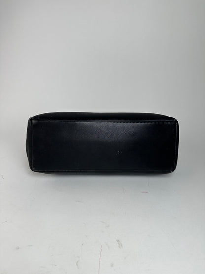 Vintage Salvatore Ferragamo Leather Frame Top Handle Handbag Black