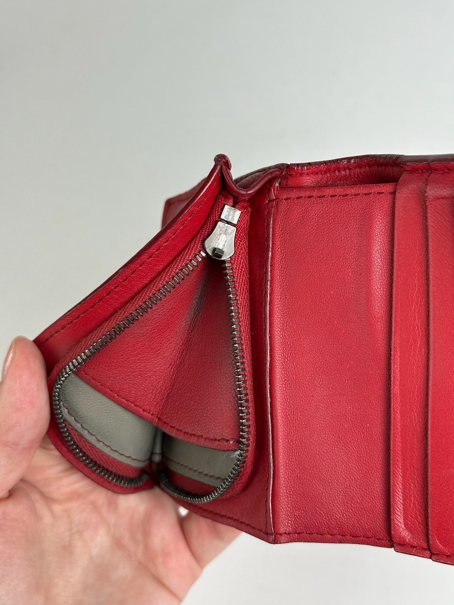 Vintage Bottega Veneta Leather Wallet Red