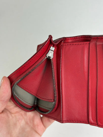 Vintage Bottega Veneta Leather Wallet Red