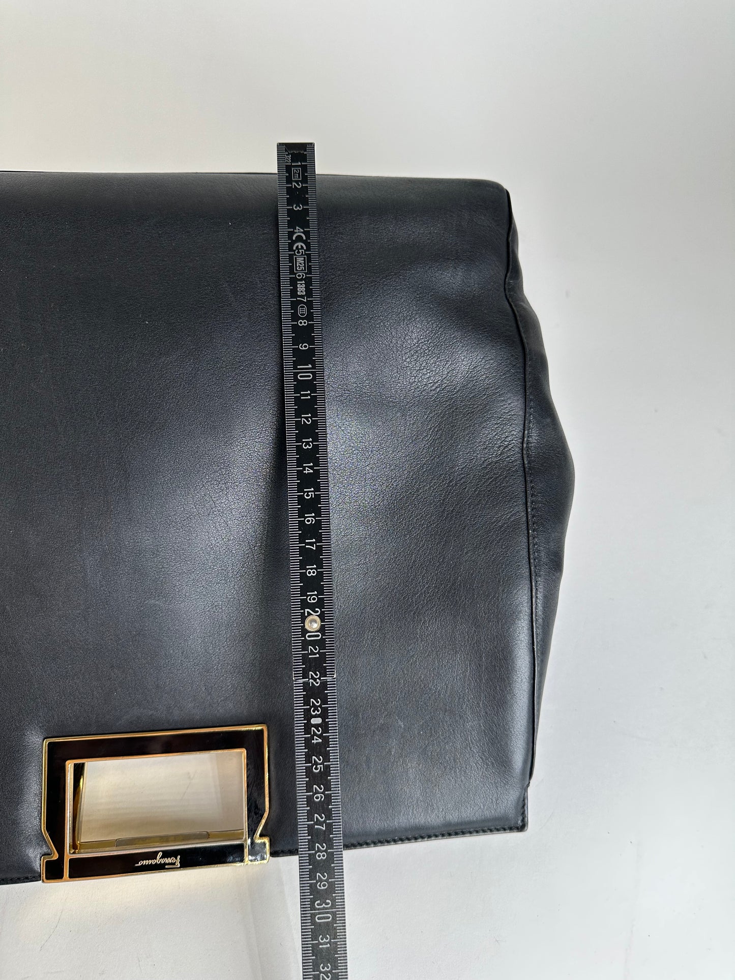 Vintage Salvatore Ferragamo Leather Frame Top Handle Handbag Black