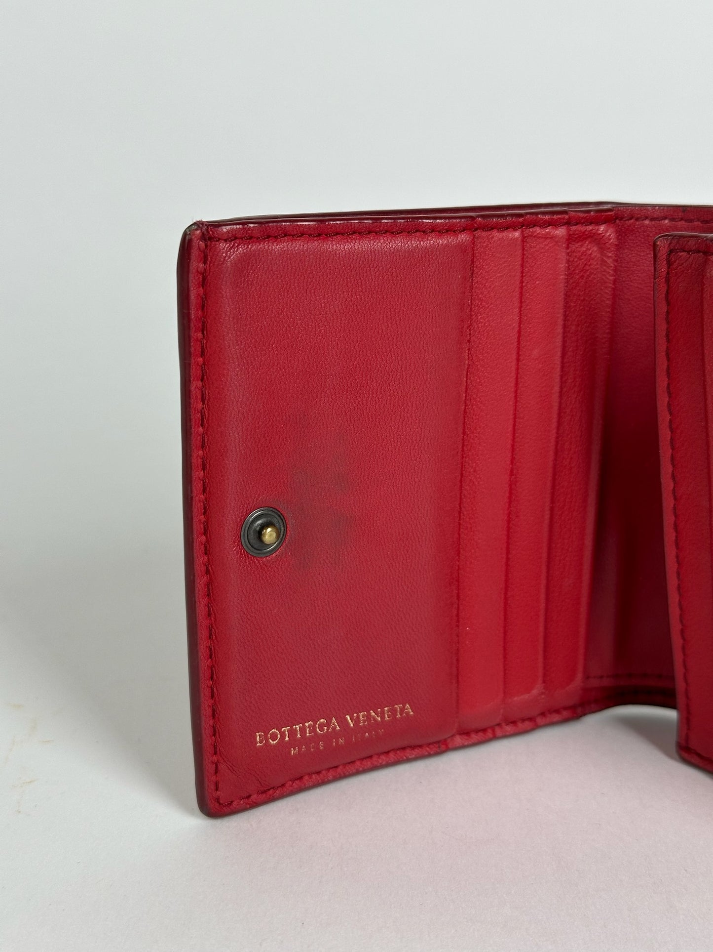 Vintage Bottega Veneta Leather Wallet Red