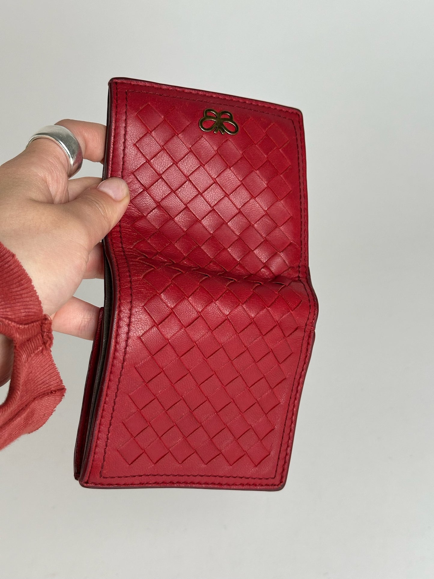 Vintage Bottega Veneta Leather Wallet Red