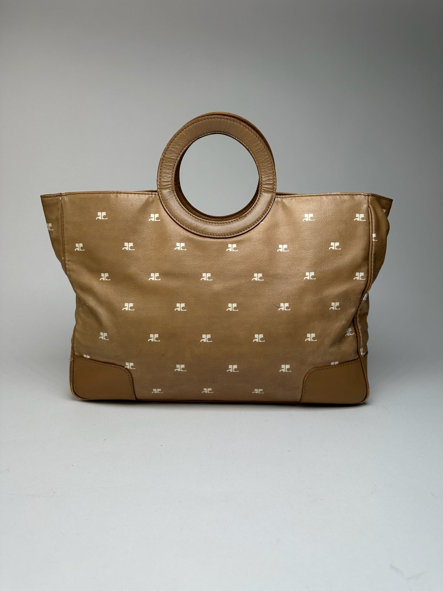 Sac à main vintage Courreges Monogram Doré Marron