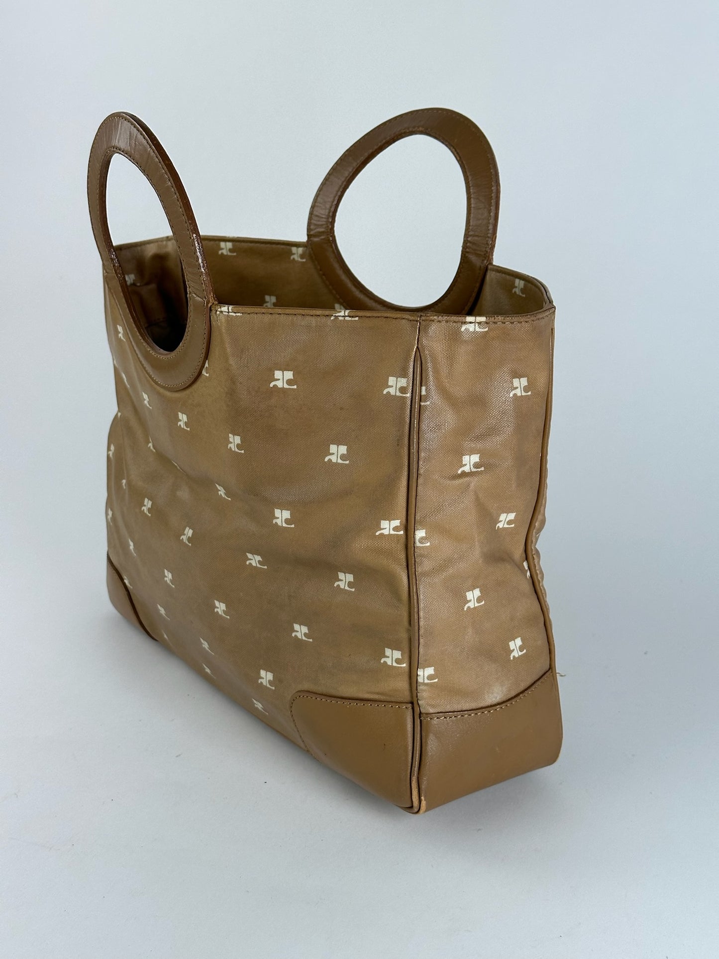 Sac à main vintage Courreges Monogram Doré Marron