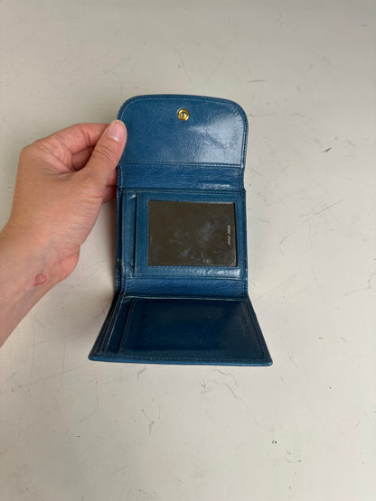 Vintage Miu Miu Grained Leather Wallet Cobalt Gold