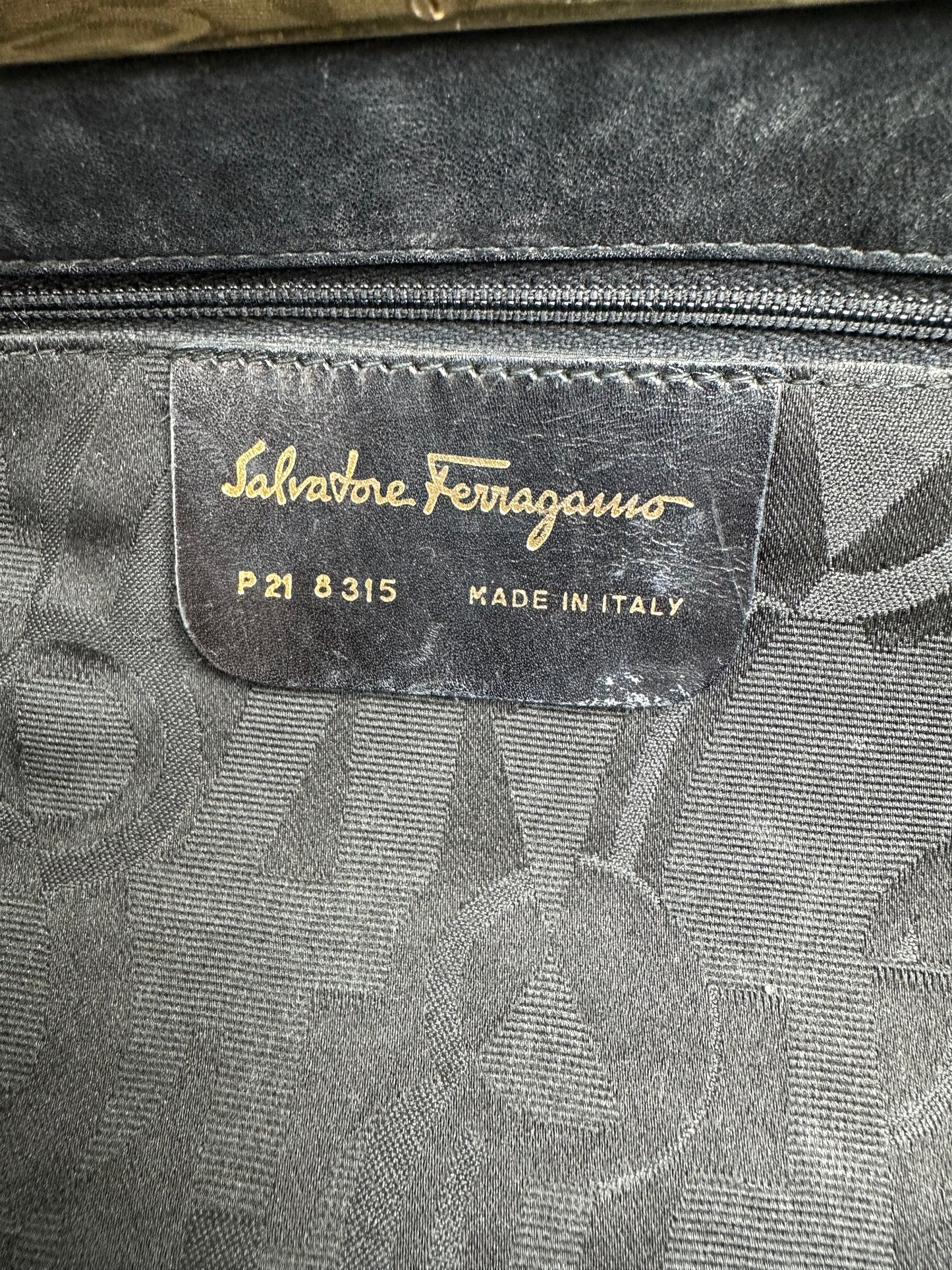 Vintage Salvatore Ferragamo Leather Frame Top Handle Handbag Black