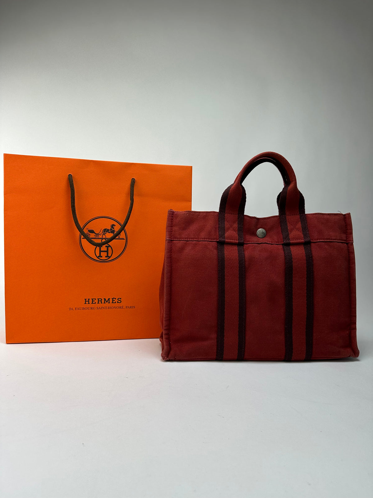 Vintage Hermès Fourre-Tout Canvas Tote Late 1990s Rust Red
