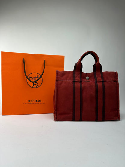 Vintage Hermès Fourre-Tout Canvas Tote Late 1990s Rust Red