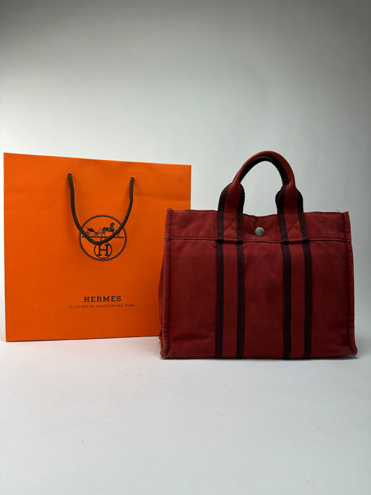 Vintage Hermès Fourre-Tout Canvas Tote Late 1990s Rust Red